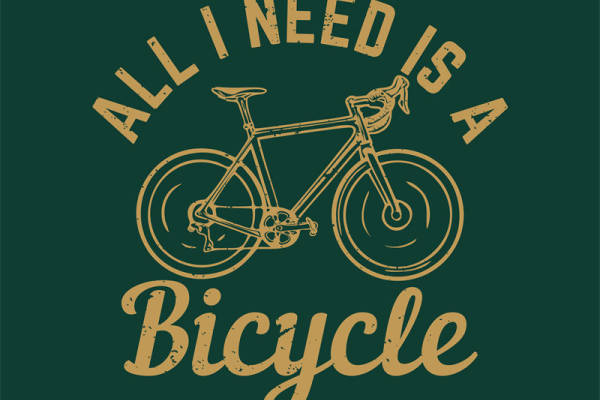 复古自行车图案服装印花素材