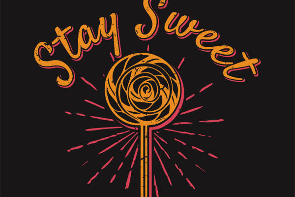 复古风甜心棒棒糖印花素材，打造个性服装