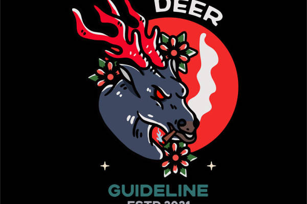 复古鹿头纹样服装印花裁片