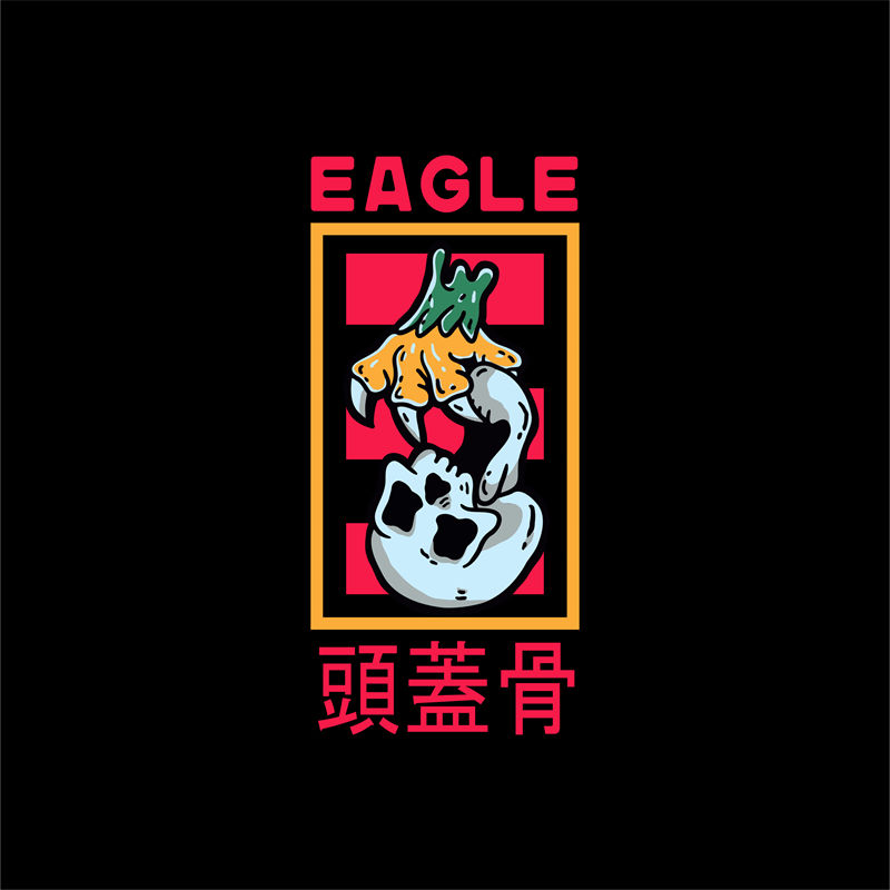 鹰头骨纹服装印花图案，时尚个性裁片印花素材