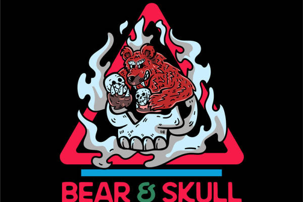 熊与骷髅火焰纹样裁片印花,打造个性服装