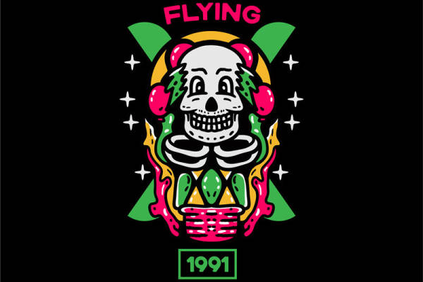 复古骷髅头图案裁片印花，打造独特服装设计