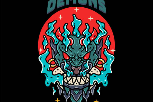 恶魔面具印花图案：服装印花裁片设计灵感