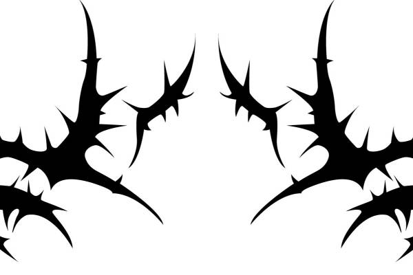 黑色荆棘花型裁片印花设计，为你的服装增添神秘感