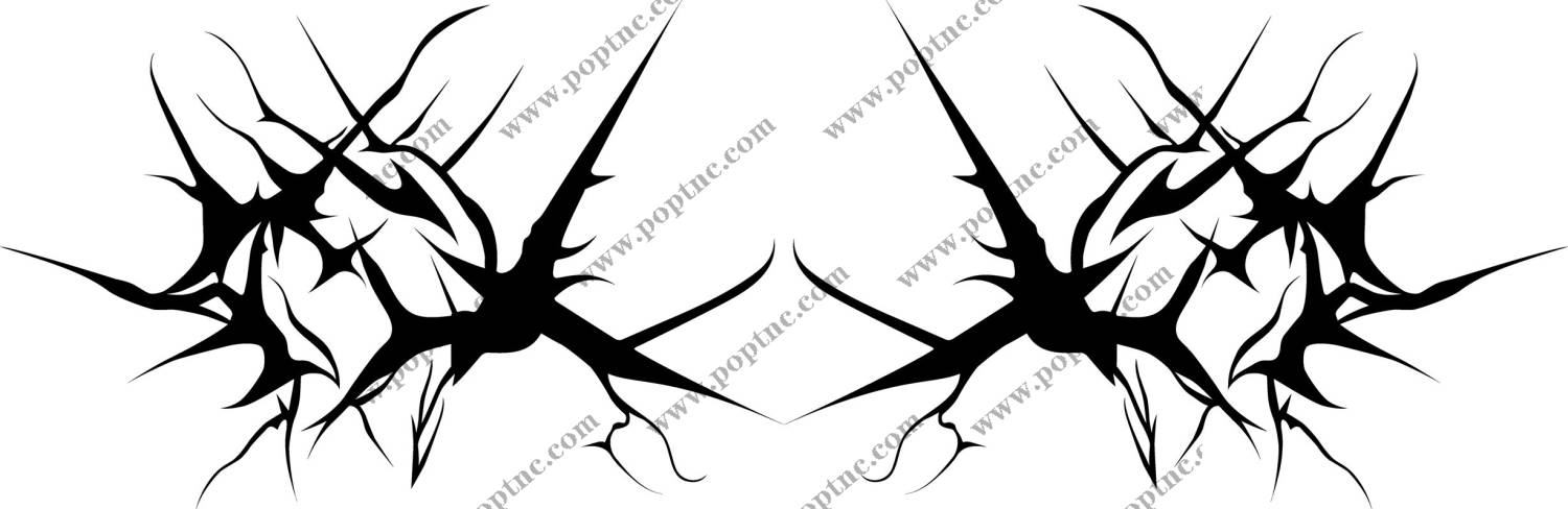 黑色刺花图案服装印花裁片设计素材