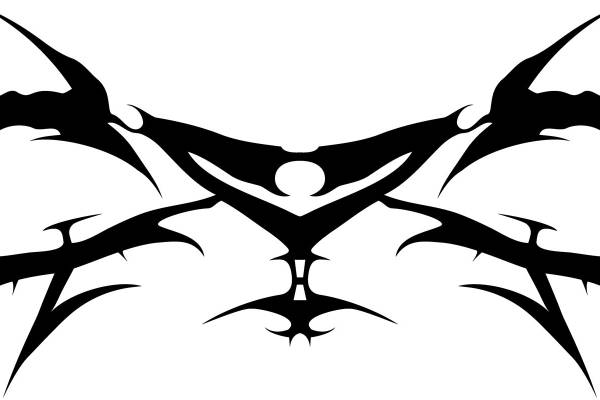 黑色刺荆花型服装印花素材，时尚百搭