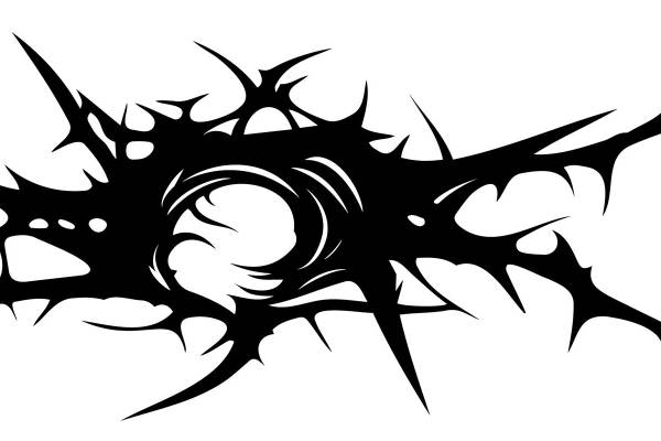 黑色刺猬纹路服装印花裁片设计