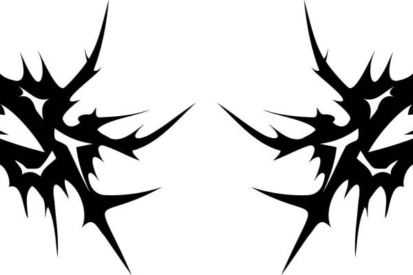 黑色刺猬刺花图案服装印花裁片