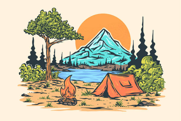 自然山景裁片印花，打造户外探险风格服装