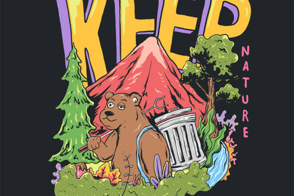 自然森林熊印花，打造个性服装裁片