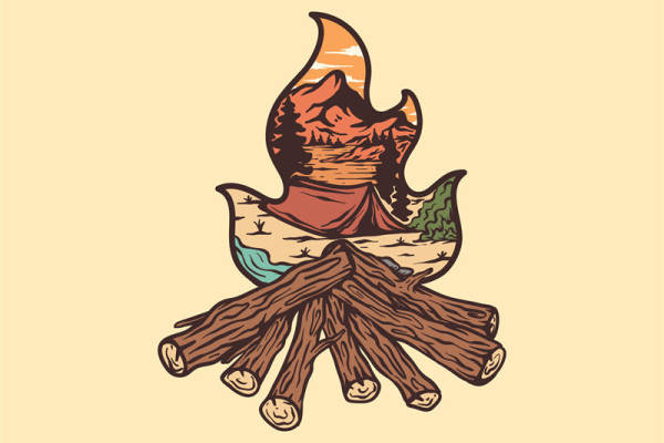 自然山景火焰纹样，服装印花裁片设计灵感