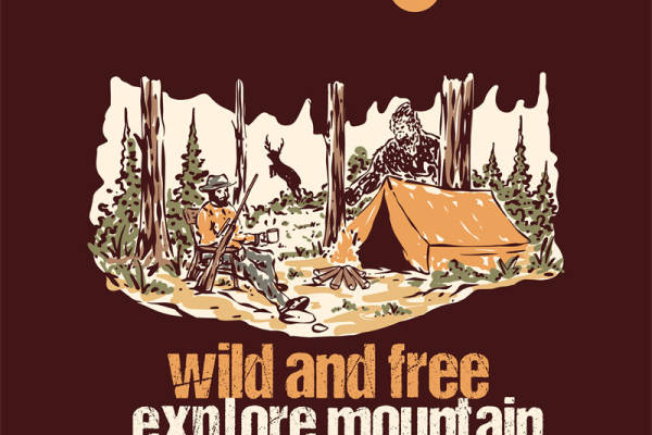 户外探险主题裁片印花设计，适合秋冬服装
