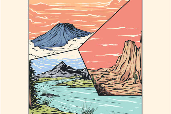 自然山河风景裁片印花，打造个性服装