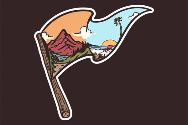 自然山景裁片印花,打造个性服装