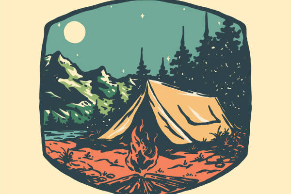 自然山林夜景裁片印花，打造户外探险风格服装