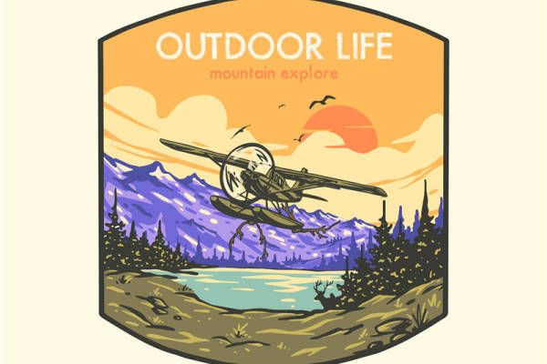 户外探险山地飞机印花图案 - 裁片印花与服装印花