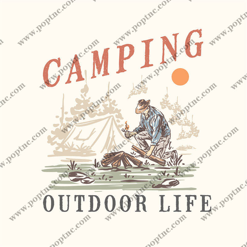 户外露营主题裁片印花,打造自然风格的户外服装