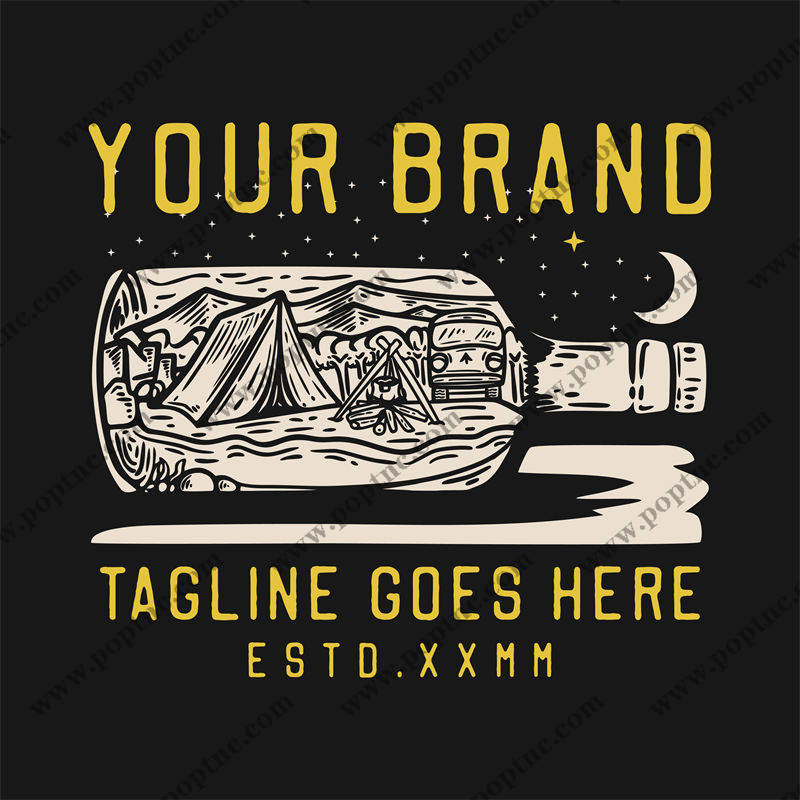 复古露营场景裁片印花设计,适合户外服装