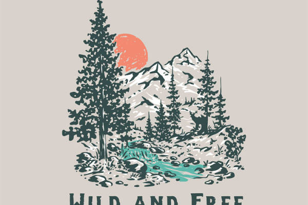 自然山林图案裁片印花，打造户外风格服装