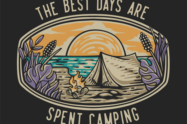 自然野趣露营场景印花裁片，打造户外服装新风尚