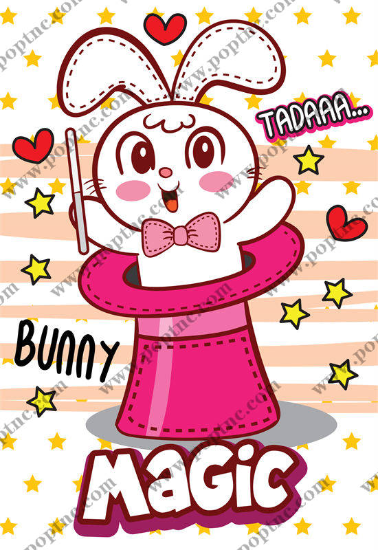 可爱魔法兔裁片印花:服装印花新选择
