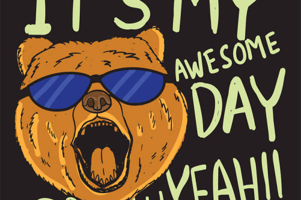 酷熊印花图案，个性服装印花裁片