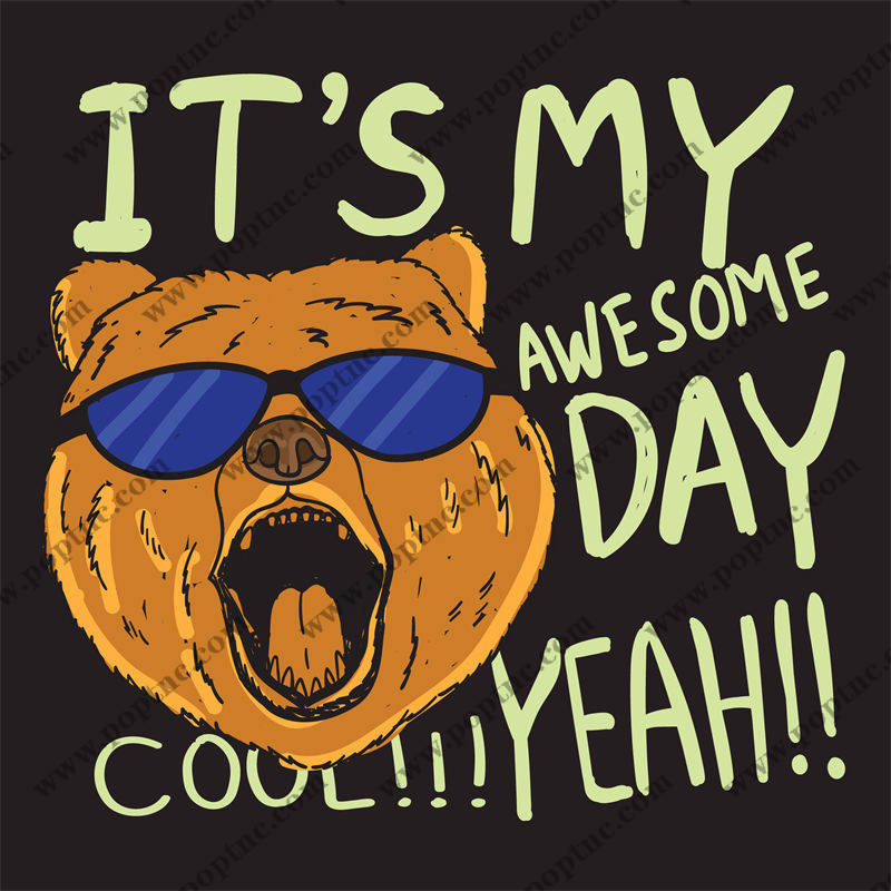 酷熊印花图案,个性服装印花裁片