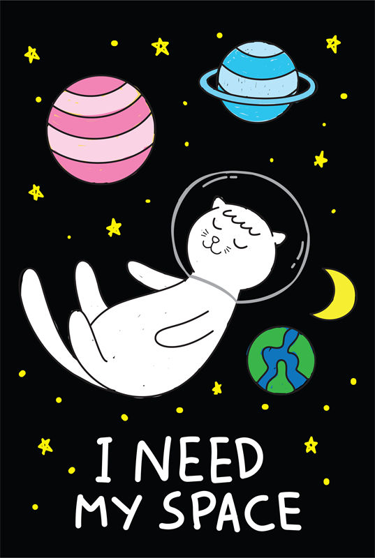 宇宙猫咪印花：可爱太空主题服装印花