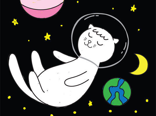 宇宙猫咪印花:可爱太空主题服装印花