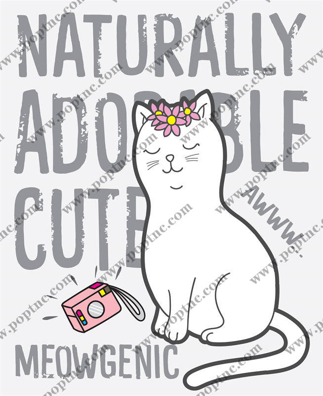 自然可爱猫咪花型印花,打造个性服装