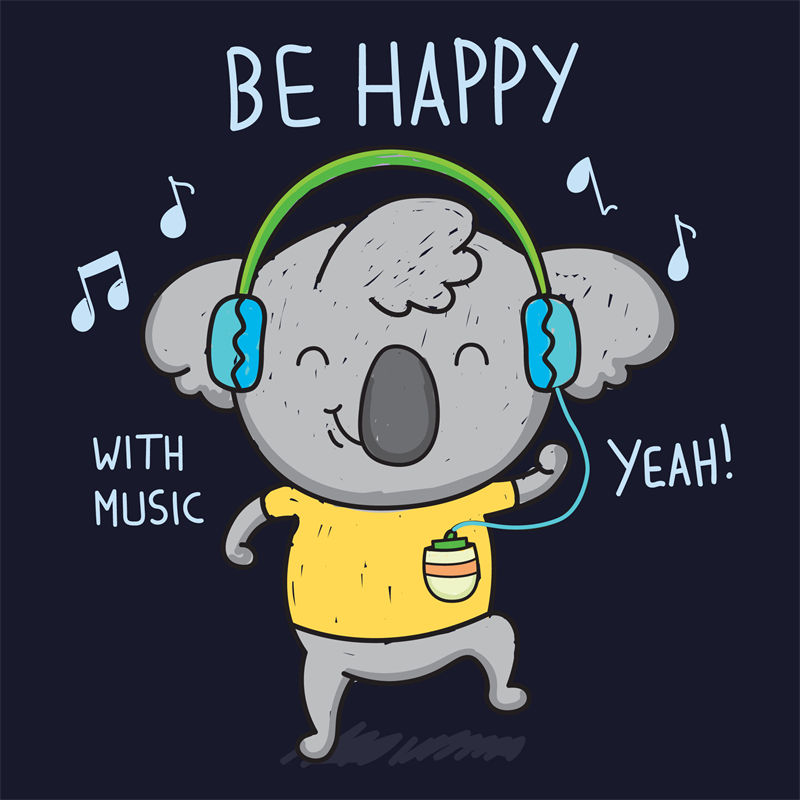 萌趣考拉音乐派对，服装印花裁片设计灵感
