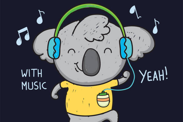 萌趣考拉音乐派对，服装印花裁片设计灵感