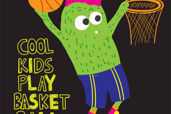 酷炫篮球小人裁片印花，为你的服装增添活力