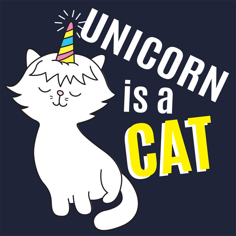 萌趣独角兽猫咪印花图案,服装印花新选择