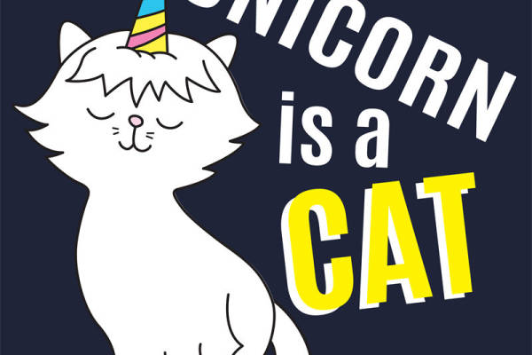 萌趣独角兽猫咪印花图案,服装印花新选择