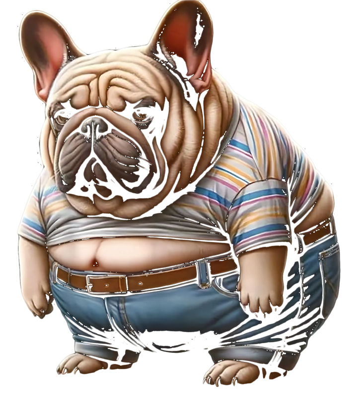 可爱斗牛犬图案裁片印花，时尚服装印花新选择