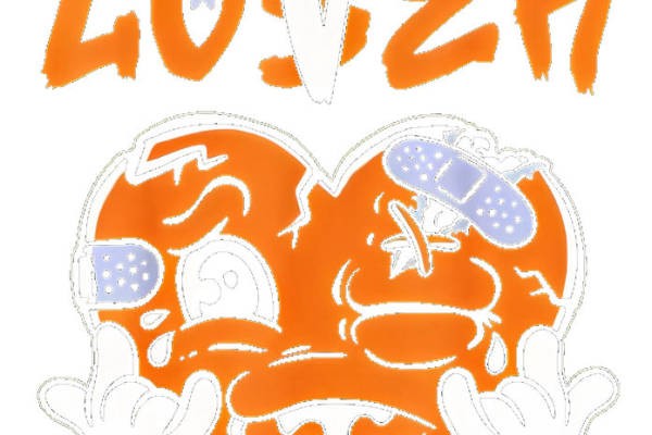 创意橙色裂纹心形图案服装印花裁片