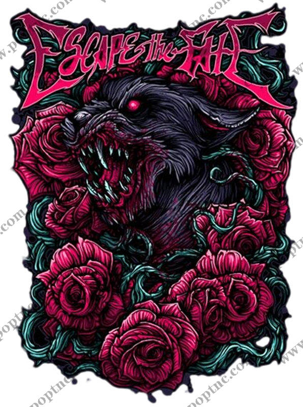 暗黑玫瑰狼头裁片印花设计,服装印花新选择