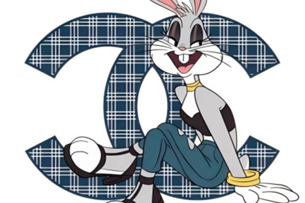 时尚裁片印花：经典格纹兔印花服装印花素材