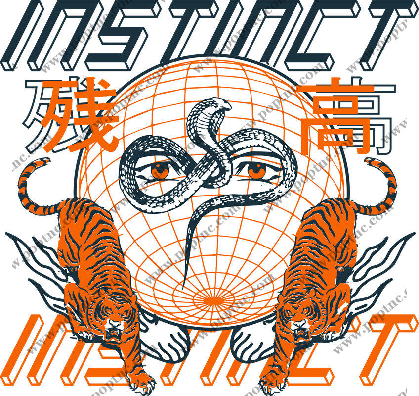 老虎与蛇纹图案服装印花裁片设计