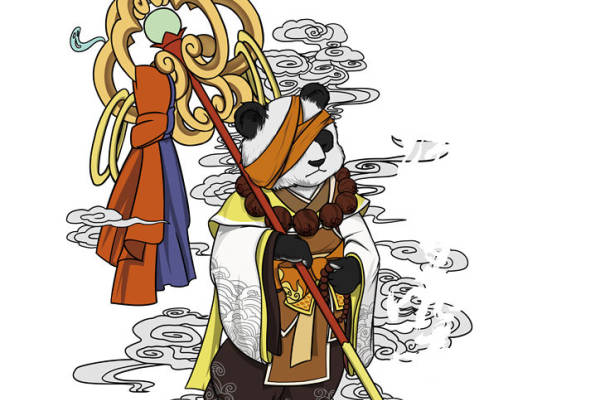 传统熊猫仙人图腾印花裁片，打造个性服装