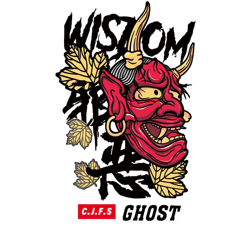 鬼神面具图案裁片印花，为你的服装增添神秘感