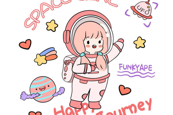 可爱太空女孩印花图案,打造个性服装