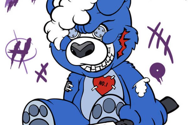 酷炫蓝熊印花图案：服装印花裁片设计灵感