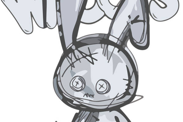 裁片印花：复古风兔子图案服装印花