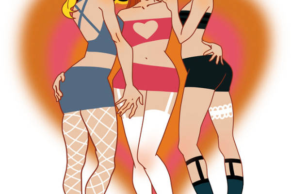 复古动漫风格服装印花素材：Powerpuff Girls