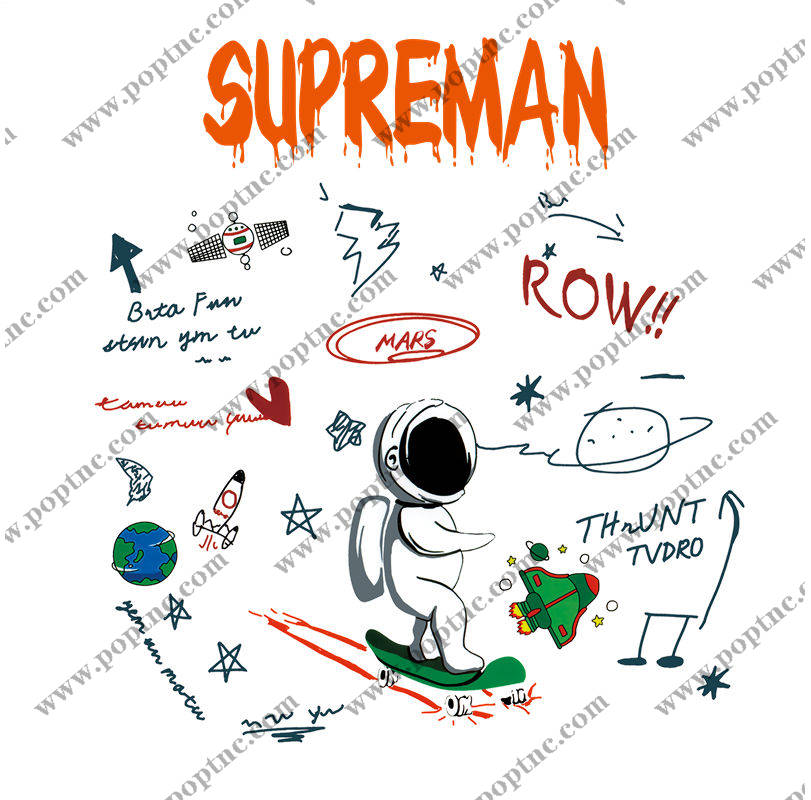 超人飞天宇航员印花:创意服装印花设计