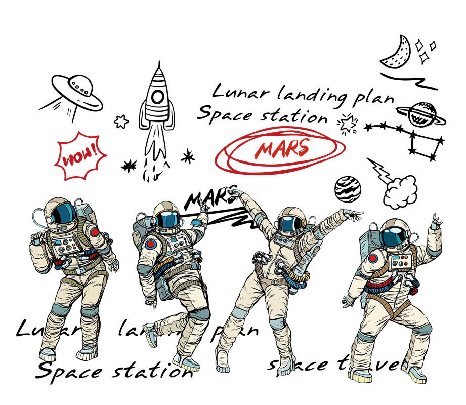 太空探险系列裁片印花：探索宇宙的创意服装印花