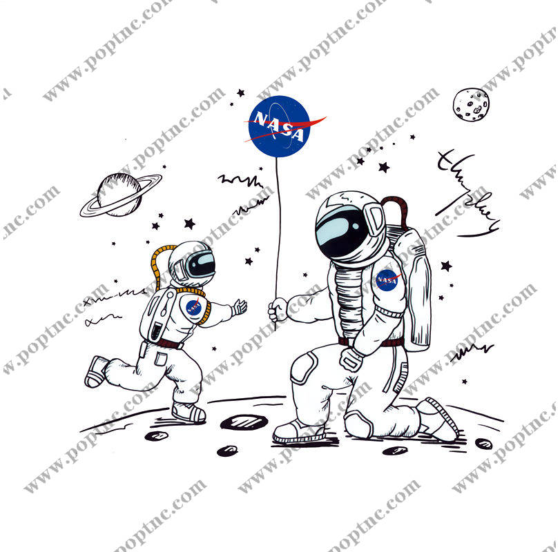 宇航员与星球主题裁片印花,打造个性太空风服装