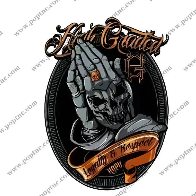 暗黑风格骷髅手印裁片印花,打造独特个性服装